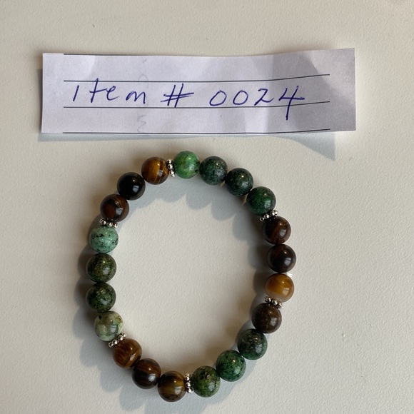 New Jade and Tiger Eye Beaded Bracelet - Picture 6 of 7